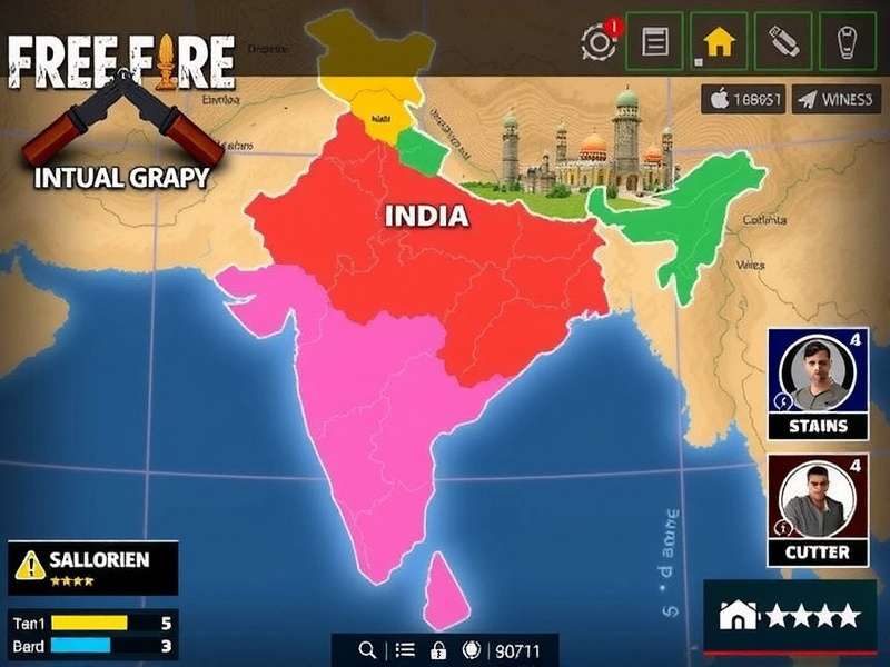 Free Fire Gladiators - Battle Royale Action in India Free Fire Gladiators gameplay screenshot showing Indian map